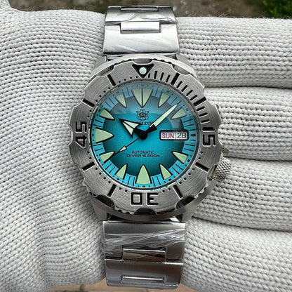 STEELDIVE SD1984 Monster Steel Strap Mechanical Watch NH36 Movt Sapphire Crystal 200M Waterproof Swiss Super Luminous Wristwatch