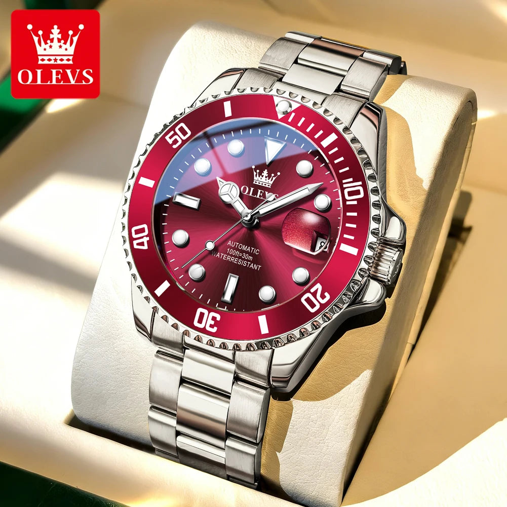 Orologio meccanico automatico di lusso da uomo OLEVS 6650 – Impermeabile, luminescente, bracciale in acciaio – Orologio da polso da uomo, stile professionale, marca prestigiosa