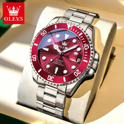 Orologio meccanico automatico di lusso da uomo OLEVS 6650 – Impermeabile, luminescente, bracciale in acciaio – Orologio da polso da uomo, stile professionale, marca prestigiosa