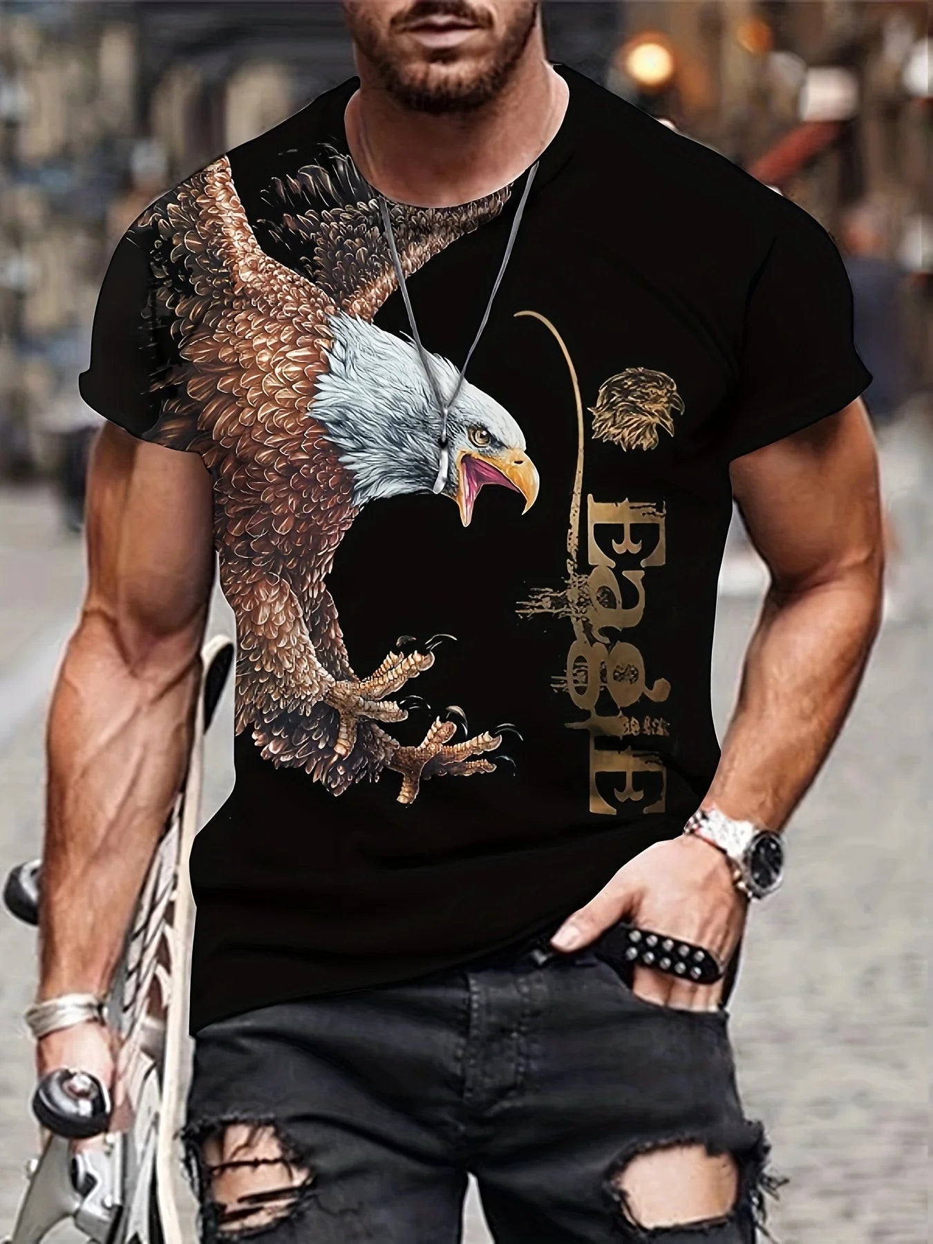 Fashion Eagle Graphic T Shirts Luxury T-Shirt Summer Men's T-Shirts Casual Tops Short Sleeve T-Shirt 3D Printing Men Clothing