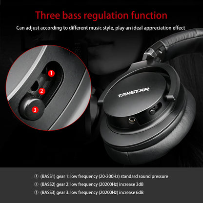 Takstar PRO82 / pro 82 Professional Monitor Headphones HIFI Headset for Stereo PC Recording and Game,Bass Adjustable