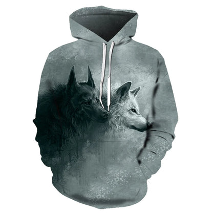 Mikiny s kapucí Animal Wolf s 3D potiskem pro muže i ženy, módní ležérní oversized pulovr, hip hop Harajuku streetwear hoodies