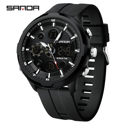 SANDA 9053 G Montres de sport militaires pour homme Montre numérique de luxe Montre-bracelet à quartz étanche jusqu’à 50 m pour homme Relogios Masculino
