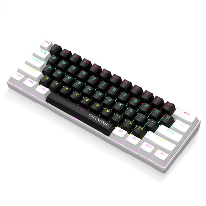 60% Compact Wired Mechanical Keyboard 61 Keys RGB Backlight Red Switch Ergonomic Small Portable for Office Computer Windows Tabl
