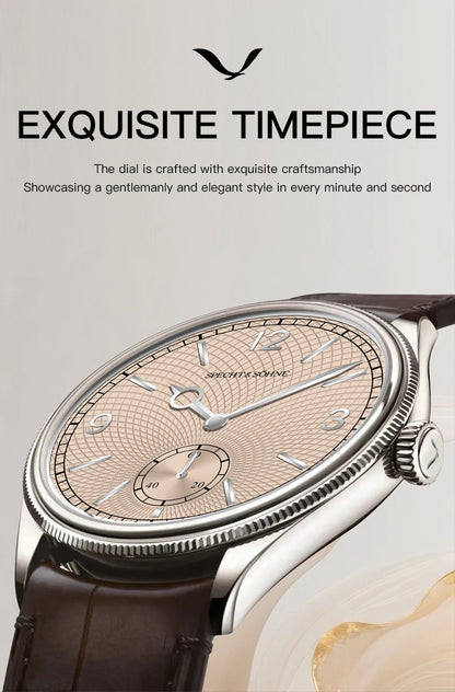New Specht & Söhne 1908 Classic Men's Watches Mechanical Watch Genuine Leather Stainless Steel Business Wristwatch Waterproof