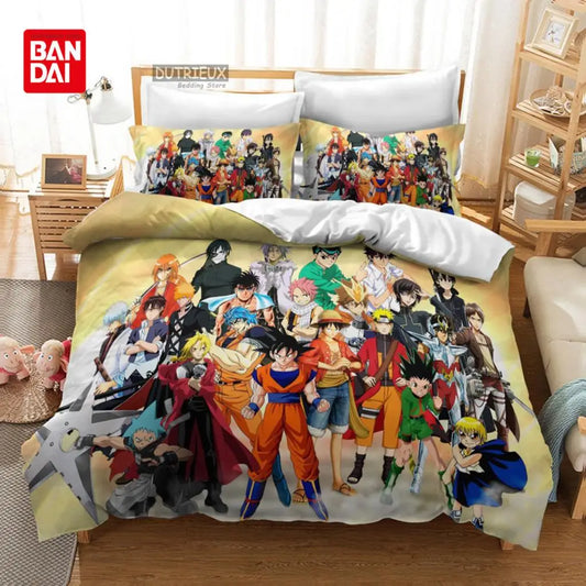 Bandai Animie Dragon Ball Bedding Set Goku Duvet Cover Quilt Cover Queen King Bedroom Home Textile Children Kids Boys Adult Gift