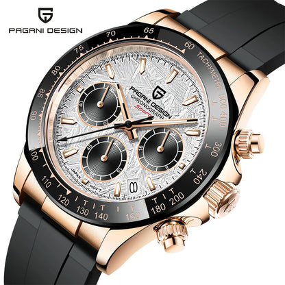 Originale neue PAGANI DESIGN PD-1664 Luxus-Herrenuhr mit japanischem VK63-Quarzwerk, Saphirglas, wasserdichtem Chronographen, Gold