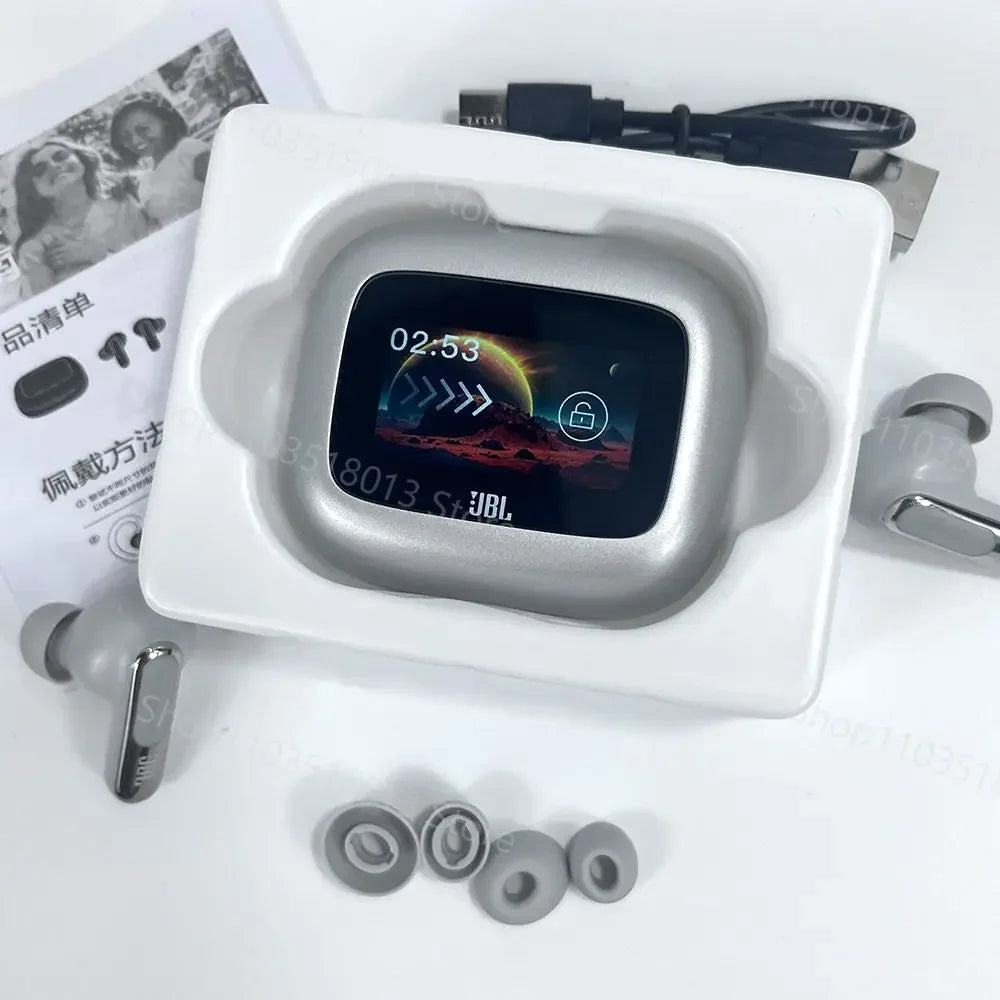 JBL Live Beam 3 True Wireless Bluetooth Earbuds Noise Cancelling Headset with LED Smart Display Box