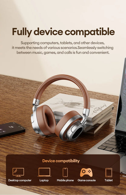 Lenovo LE602 Bluetooth 6.0 Over-Ear Headsets HiFi Stereo Sound Fashionable Music Earphones ENC HD Call Wireless Wired Headphones