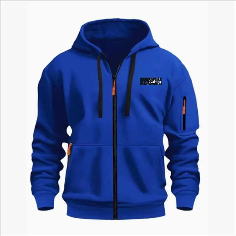 Men's Sweatshirts with Zipper Pockets Thin Solid Color Half Tracksuit Casual Outdoor Hooded Tracksuit Long Sleeve Jacket Coats