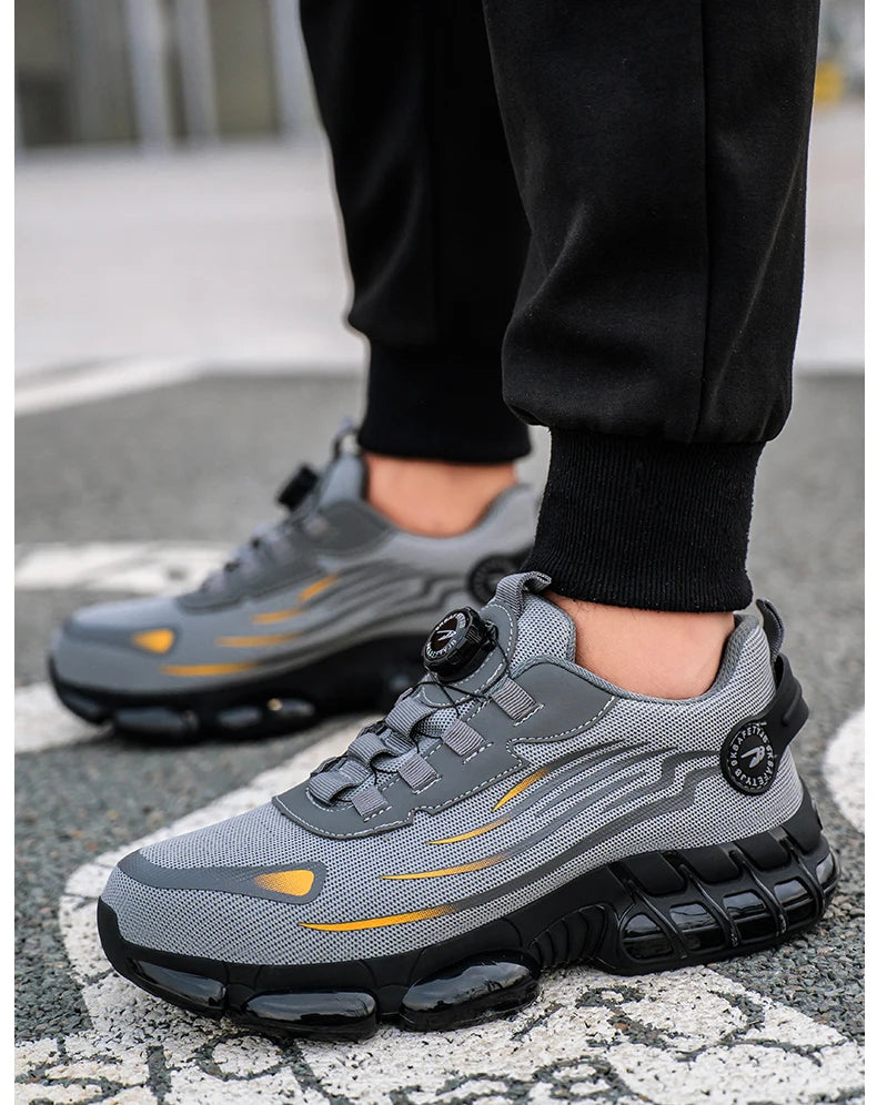 Chaussures de sécurité pour hommes et femmes, baskets de travail protectrices, bottes de sécurité verdes, chaussures Parker en acier à coussin d'air, perforation, taille 47, 48