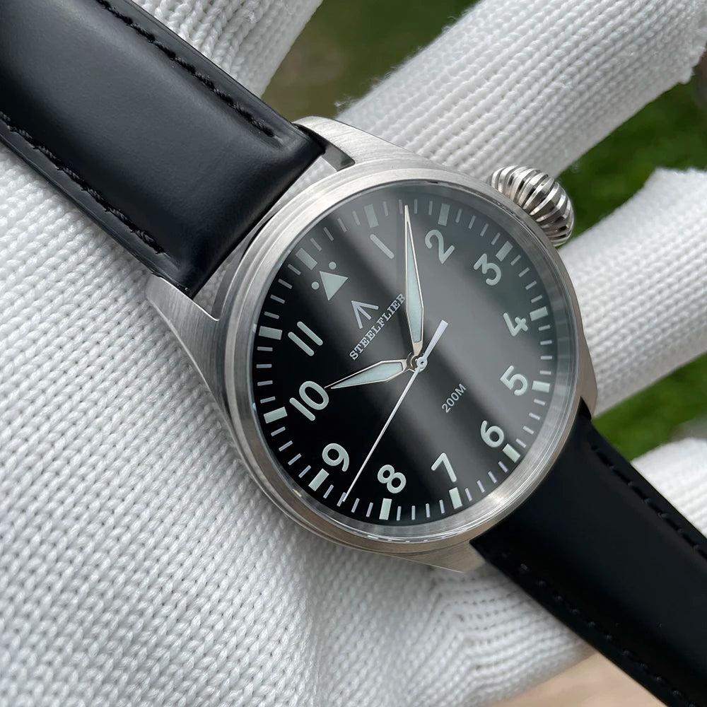 STEELFLIER Official SF743 Quartz Pilot VH31 Steel Strap Onion Crown 20Bar Waterproof Sapphire Crystal Luxury Dive Luminous Watch