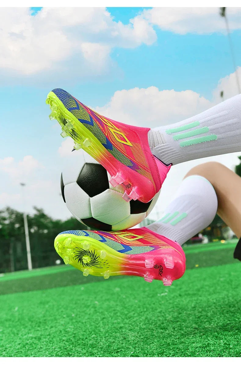 Nouvelles chaussures de football pour hommes, idéales pour les matchs en salle, chaussures de football légères et très vendues, crampons de haute qualité pour terrain en herbe, baskets mi-hautes antidérapantes pour l'ex