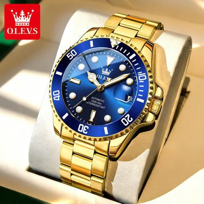 Orologio meccanico automatico di lusso da uomo OLEVS 6650 – Impermeabile, luminescente, bracciale in acciaio – Orologio da polso da uomo, stile professionale, marca prestigiosa