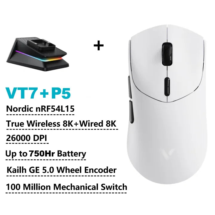 Rapoo GEN-2 VT7 Wireless Gaming Mouse 8K Wireless Polling Rate 53g Lightweight 100-Million Mechanical Switch Macro Enabled