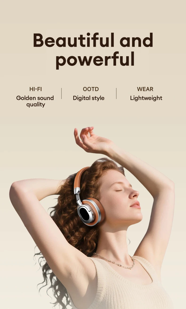 Lenovo LE602 Bluetooth 6.0 Over-Ear Headsets HiFi Stereo Sound Fashionable Music Earphones ENC HD Call Wireless Wired Headphones