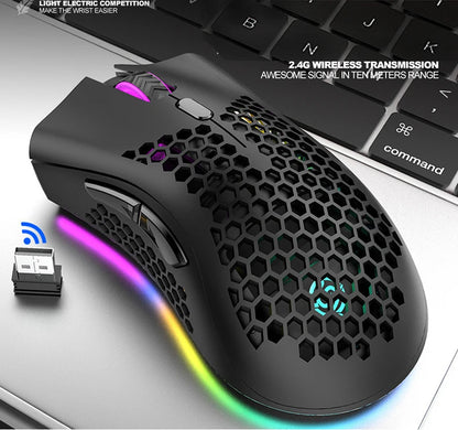 BM600 Rechargeable USB 2.4G Wireless RGB Light Honeycomb Gaming Mouse Desktop PC Computers Notebook Laptop Mice Mause Gamer