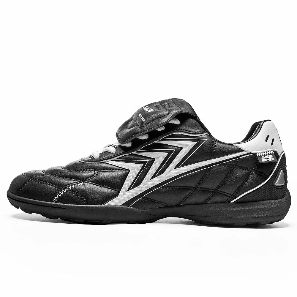 Chaussures de football pour hommes FG pour terrain ferme, tige en PU souple, crampons en caoutchouc renforcés, pour adultes, pour les matchs de football en plein air et l'entraînement sur pelouse.