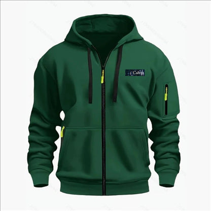 Men's Sweatshirts with Zipper Pockets Thin Solid Color Half Tracksuit Casual Outdoor Hooded Tracksuit Long Sleeve Jacket Coats