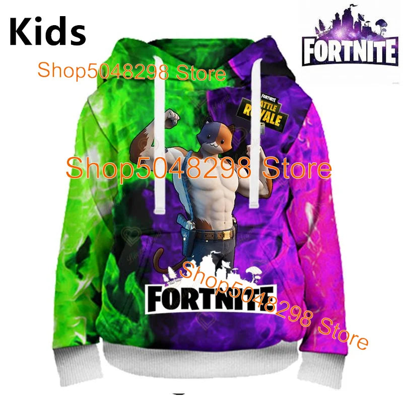 Sweatshirt com Estampado de Herói Fortnite, Jogo Popular, para Rapazes e Raparigas, Roupa 3D Casual, Hoodie para Crianças, Adultos, Homens e Mulheres, Pullover de Primavera e Outono