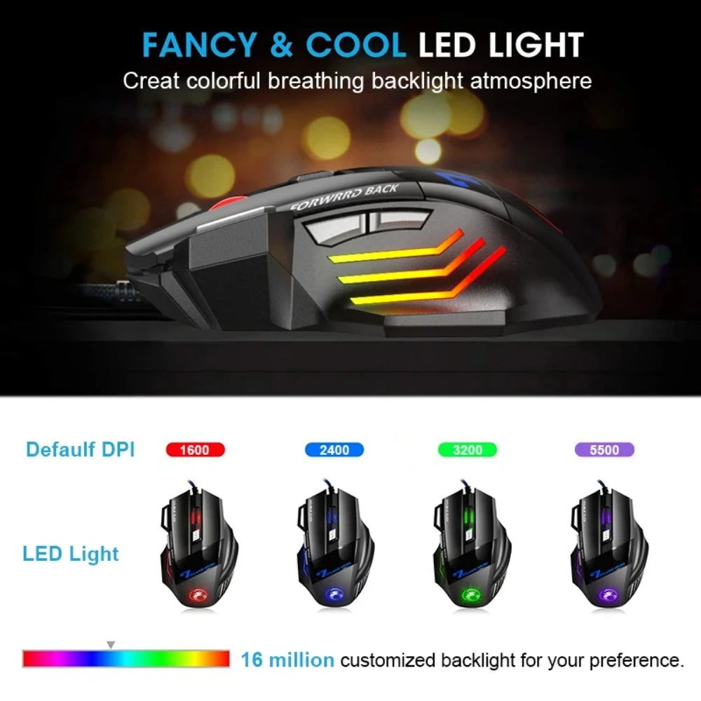 Wired Gaming Mouse Gamer Computer Mouse RGB Backlit Ergonomic Mouse Silent Backlight Mause LED 7 Buttons USB Mice For PC Desktop