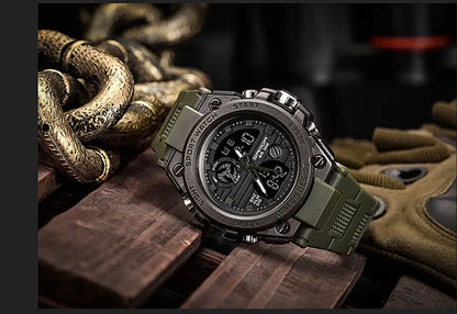 SANDA Montres de luxe haut de gamme pour homme, montre militaire, montre-bracelet sportive étanche, montre à double affichage, Relogio Masculino
