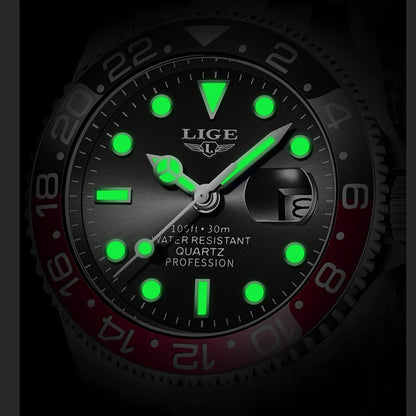 Montre-bracelet LIGE Fashion Business pour homme, étanche à 3 ATM, luminescente, montre de luxe sportive à quartz, chronographe de plongée