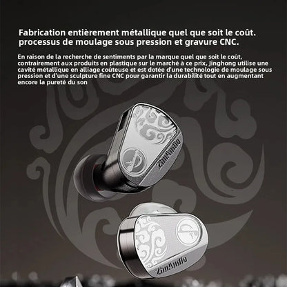 Zhulinniao JingHong Z3 2025 High-Fidelity In-Ear HiFi Earphones Dual Dynamic Drivers Metal Music Monitor Customizable Audio