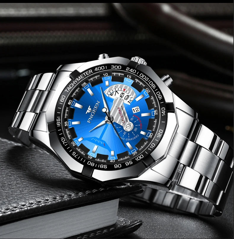 Montres-bracelets à quartz BINBOND Original pour homme : montres de luxe luminescentes, étanches, à date automatique, en acier inoxydable. Livraison gratuite.
