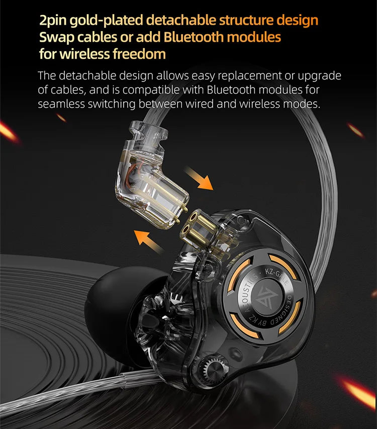 Pre-order KZ Gale In-Ear Super-Linear Driver Hifi IEM Earphone for Game with Detachable Silver-Plated Recessed 2-Pin Cable