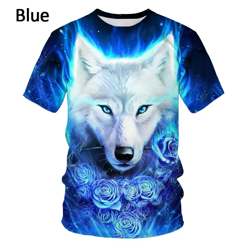 Fashion 3D Wolf Printed T Shirts for Men/women Personality Cool Printing Graphic Tee Shirt Short Sleeve T-shirt