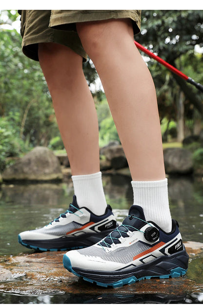Men's Running Shoes with Rotating Buckle Breathable Mesh Lightweight Sneakers for Men Gym Workout Casual Waterproof Sports Shoes