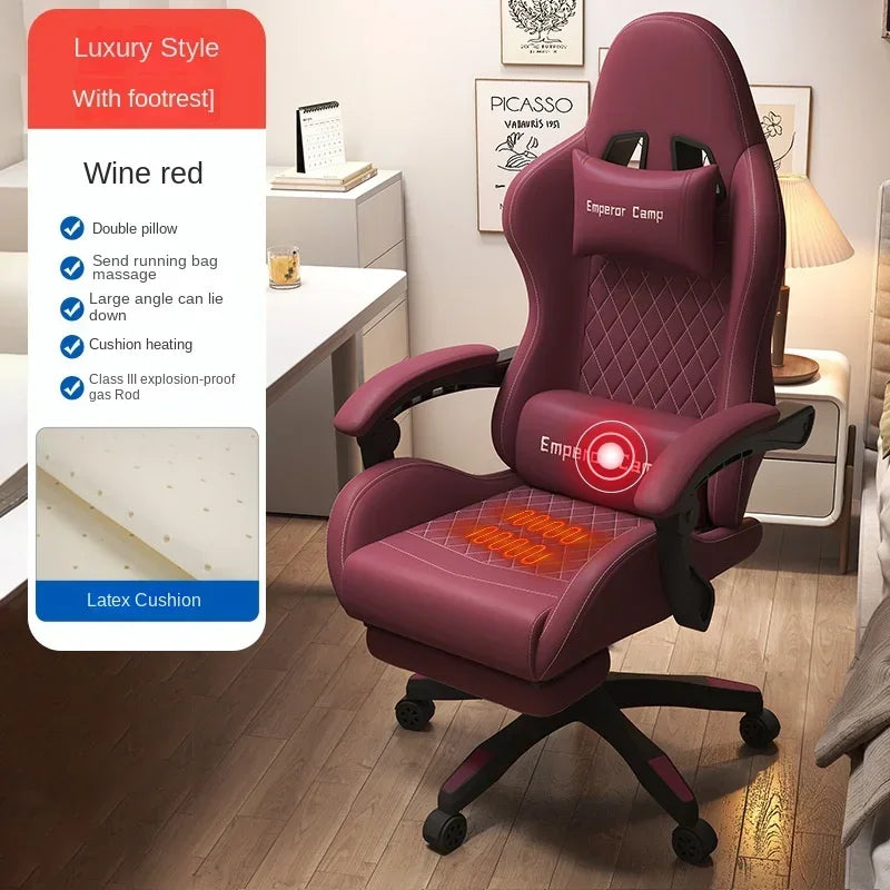 Hestora PU Leather Big and Tall Gaming Chair Ergonomic High Back Computer Chair with Footrest Massage Lumbar Support for Adults