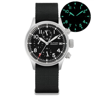 MILITADO Chronograph 39mm Watch BGW-9 Luminous Retro Military 100m Waterproof VK61 Quartz Movement Steel Vintage Men Wristwatch