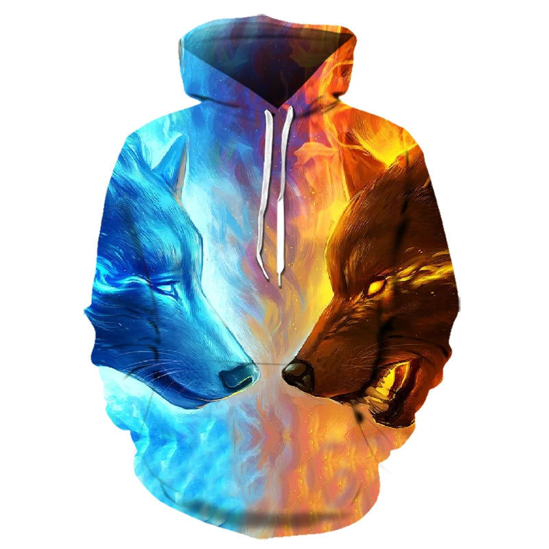 Mikiny s kapucí Animal Wolf s 3D potiskem pro muže i ženy, módní ležérní oversized pulovr, hip hop Harajuku streetwear hoodies