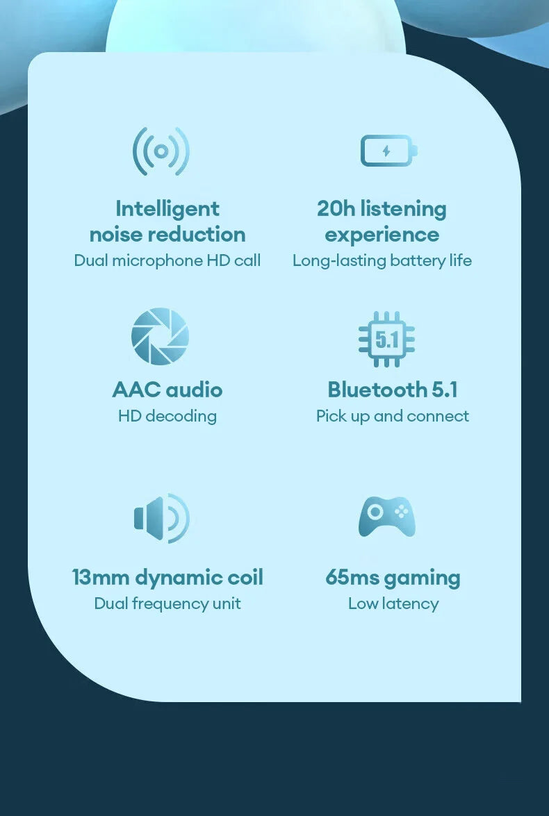 Lenovo LP40 Pro Earburds Wireless Bluetooth HIFI Stereo Sound HD Call Headphones Long Endurance Low Latency Gaming Earphones