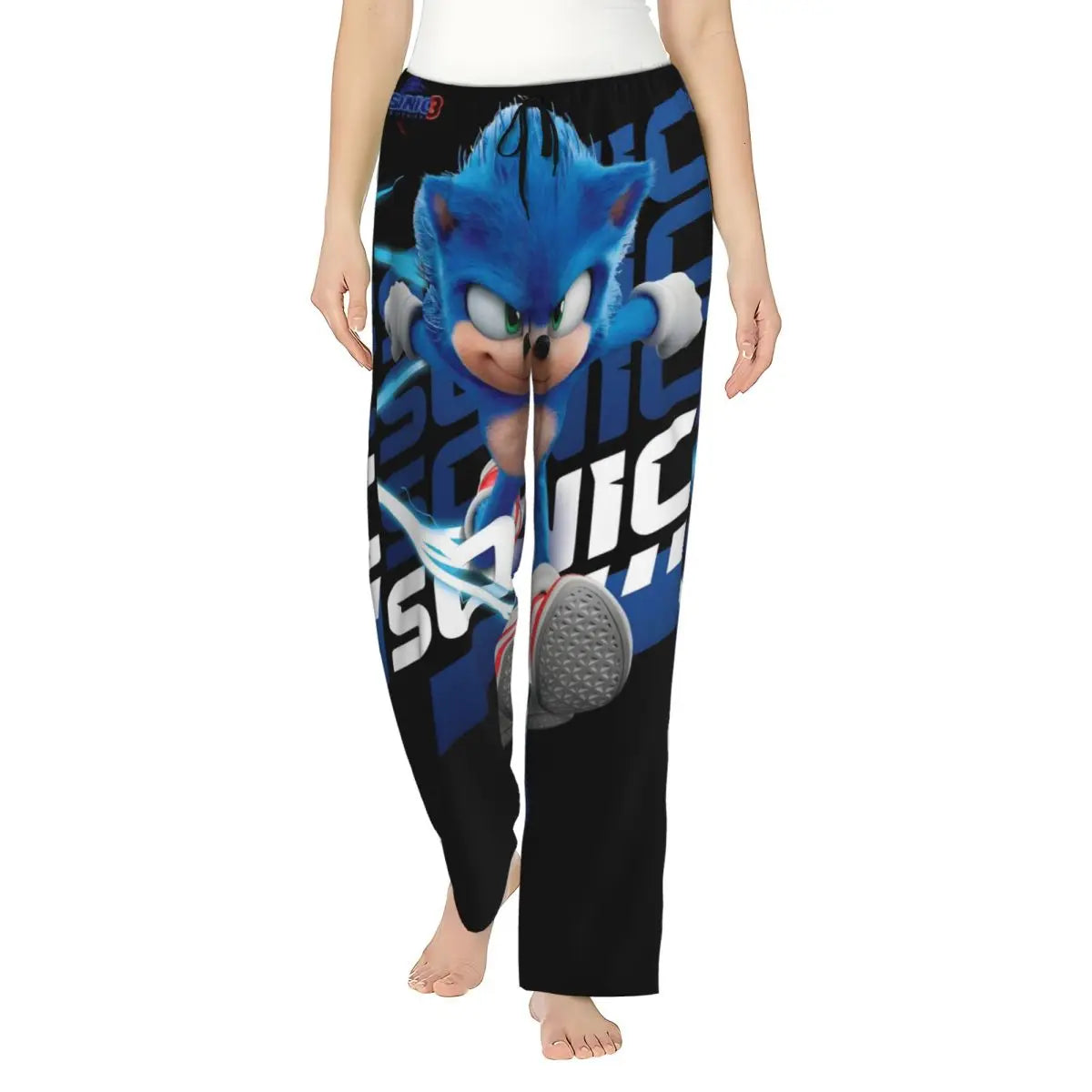 Custom Printed Womens Soniced Pajama Pants Hedgehog Game Sleepwear Sleep Lounge Bottoms with Pockets