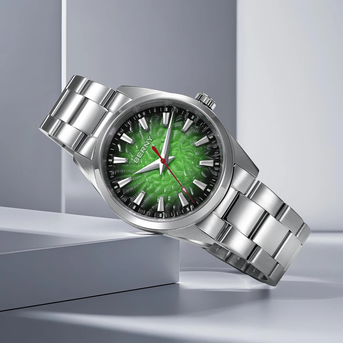 Orologio da uomo BERNY – Orologio al quarzo, vetro zaffiro, lancette luminescenti, impermeabile fino a 10 ATM, interamente in acciaio inossidabile – Stile elegante e casual, ideale per l’uso quotidiano o per le occasioni professionali