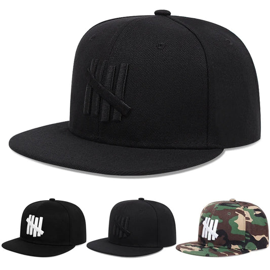 2025 New Five Bar Embroidered Simple Classic Flat Edge Hat Men's Street Hip Hop Hat Women's Outdoor Sunshade Hat Baseball Hat