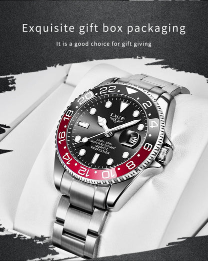 Montre-bracelet LIGE Fashion Business pour homme, étanche à 3 ATM, luminescente, montre de luxe sportive à quartz, chronographe de plongée