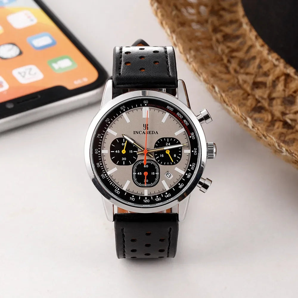 Montre à quartz INCASEDA chronographe 42 mm, mouvement multifonctionnel, série luxe pour homme, ultra-lumineuse, tendance