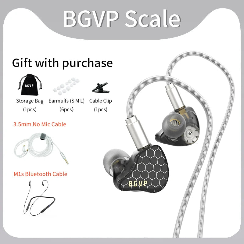 BGVP Scale 2DD In Ear Monitor Earphone 6D Sound Effects Gaming Headset HiFi Wired Headphones Bass Stereo Earpiece Music Earbuds