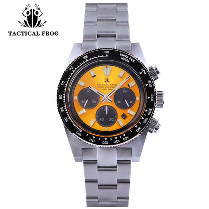 Tactical Frog V2 Solar Chronograph Men Watch Sapphire Crystal Mirror Ceramic Bezel VS75A Eco-Drive Quartz 20Bar Waterproof Watch
