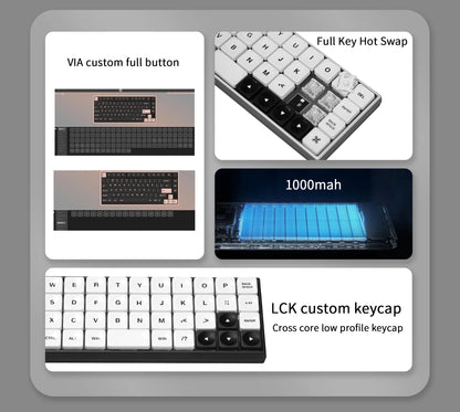 Chosfox GEONIX48 Rev.2 Low Profile Keyboard Single/Three Mode Portable Mechanical Keyboard Kit For LOW MX Switch Support QMK/VIA