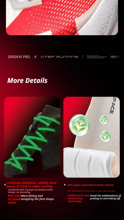 XTEP 2000km PRO Running Shoes For Men 2026 Spring Soft Durability Stability Comfort Lightweight Male Sports Sneaker 874219110026