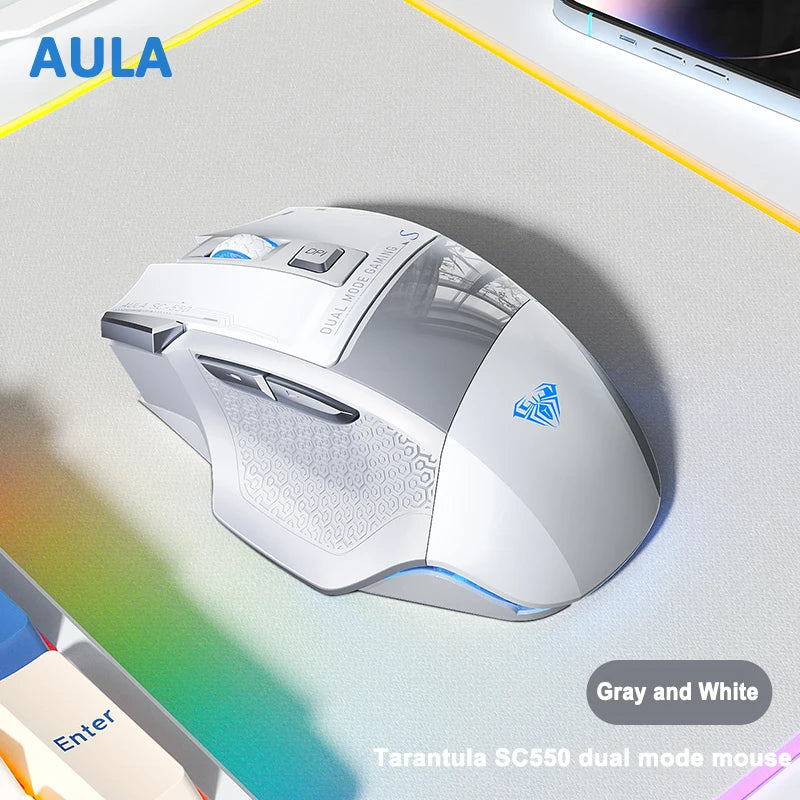 AULA SC550 Gaming Mouse 2.4G Wireless Macro Mouse RGB Backlight Ergonomic Design E-sports Mouse PC Accessories