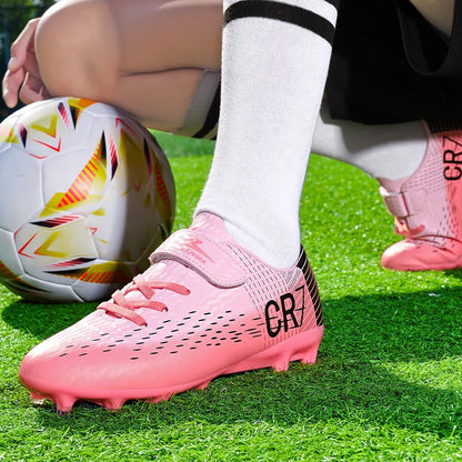 Nouvelles chaussures de football montantes à crampons longs pour adolescents et étudiants, adaptées aux garçons et aux filles, élégantes, durables et tendance
