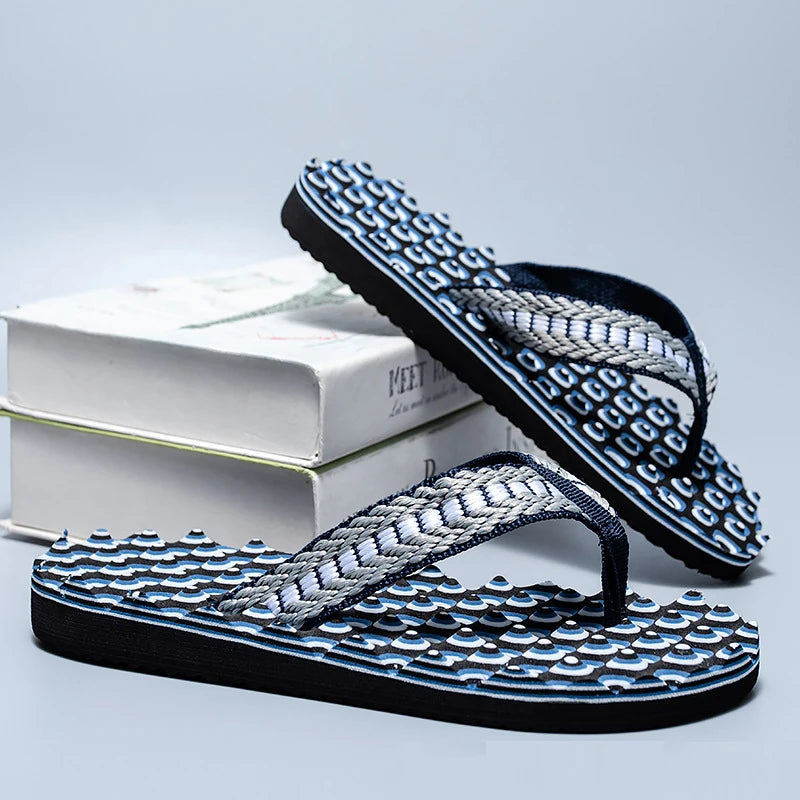 Pantoufles d'intérieur décontractées pour hommes, tongs, sandales de plage, diapositives plates coordonnantes, chaussures de maison, été