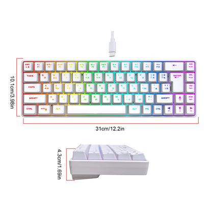 68-Key Russian English Mechanical Gaming Keyboard Dual Language Keyboard RGB Backlit Gaming Mechanical Keyboard for Gaming