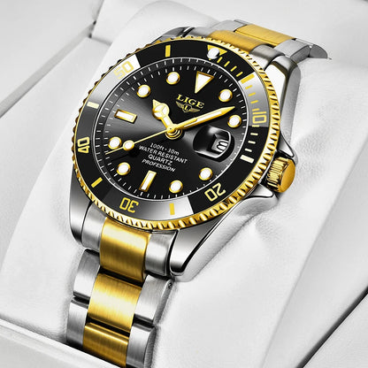 Montre-bracelet LIGE Fashion Business pour homme, étanche à 3 ATM, luminescente, montre de luxe sportive à quartz, chronographe de plongée